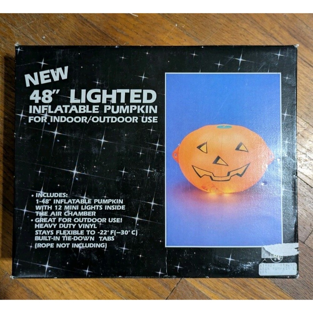 Unopened Vintage 48 inch Lighted  Inflatable Pumpkin For Halloween